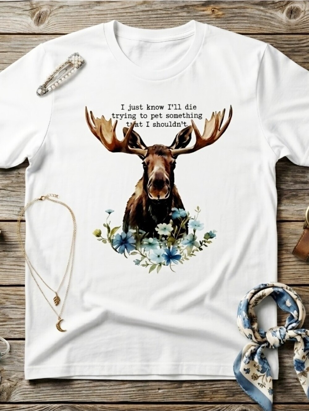 Funny Moose Shirt • Wildlife Humor Tee • Nature Lover Graphic • Rustic Outdoors